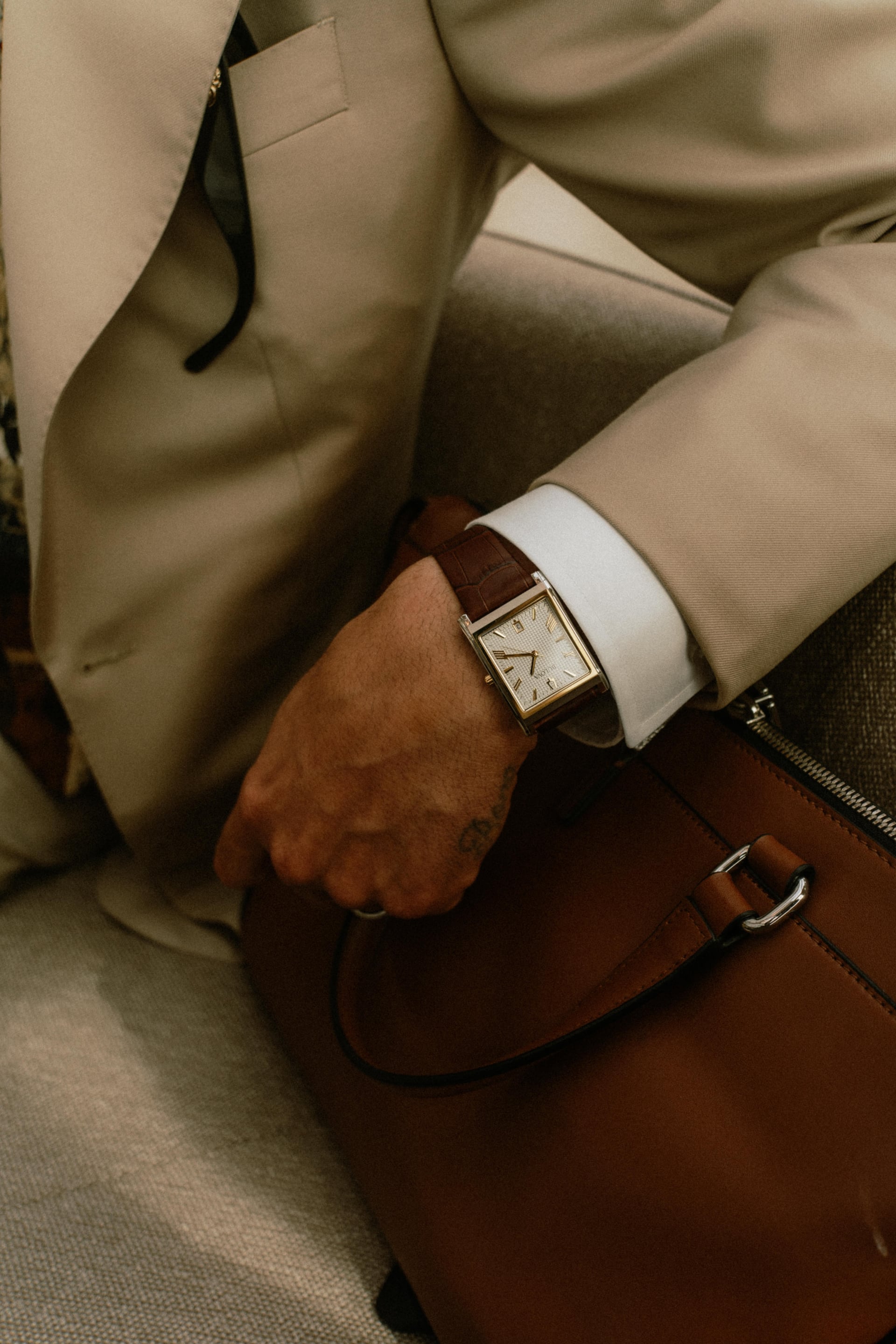 David Brenno wearing custom tailored suit details